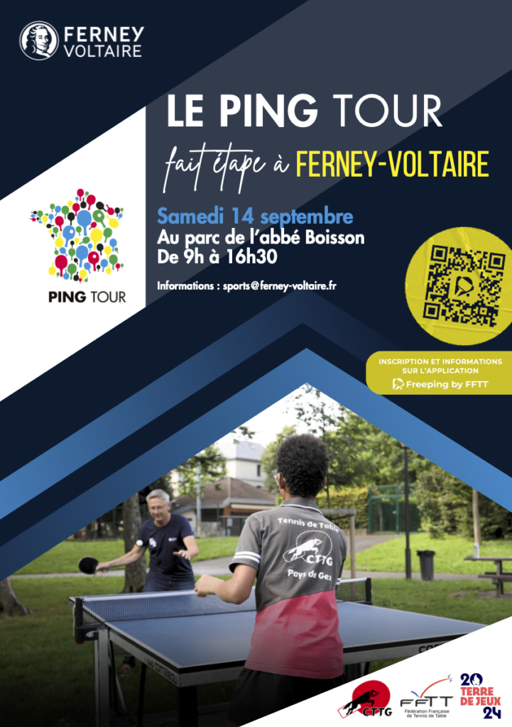 Le Ping Tour fait étape à Ferney Voltaire, samedi 14 Septembre au parc de l'abbé Boisson de 9h à 16h30.